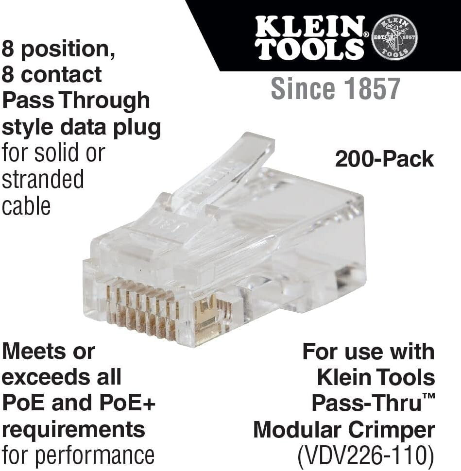 200-Pack Gold Plated RJ45 Pass-Thru Modular Connectors - Assurance in Quality