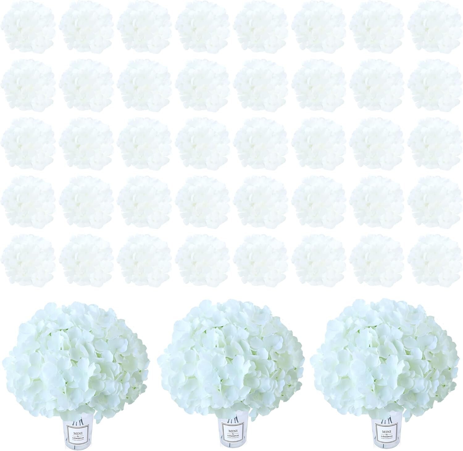 Long-Lasting 106pcs White Hydrangea Artificial Flowers for Weddings & Decor