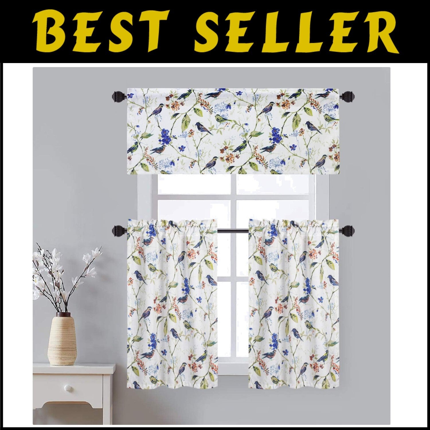 Versatile Farmhouse Valance & Curtain Tiers - Window Decor for Kitchen and More