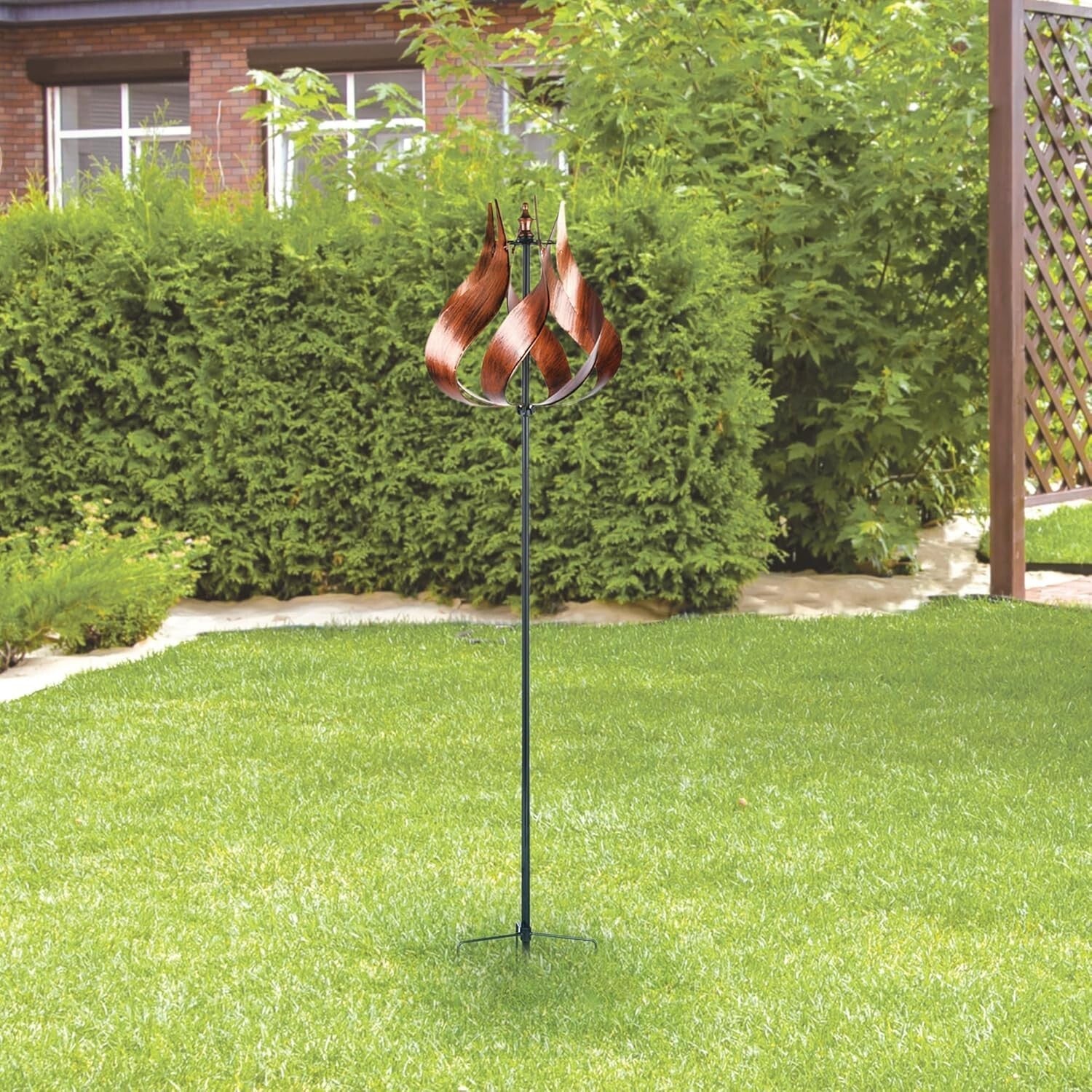 Kinetic Tulip Windmill Spinner - 70" Copper Garden Décor for Patios and Yards