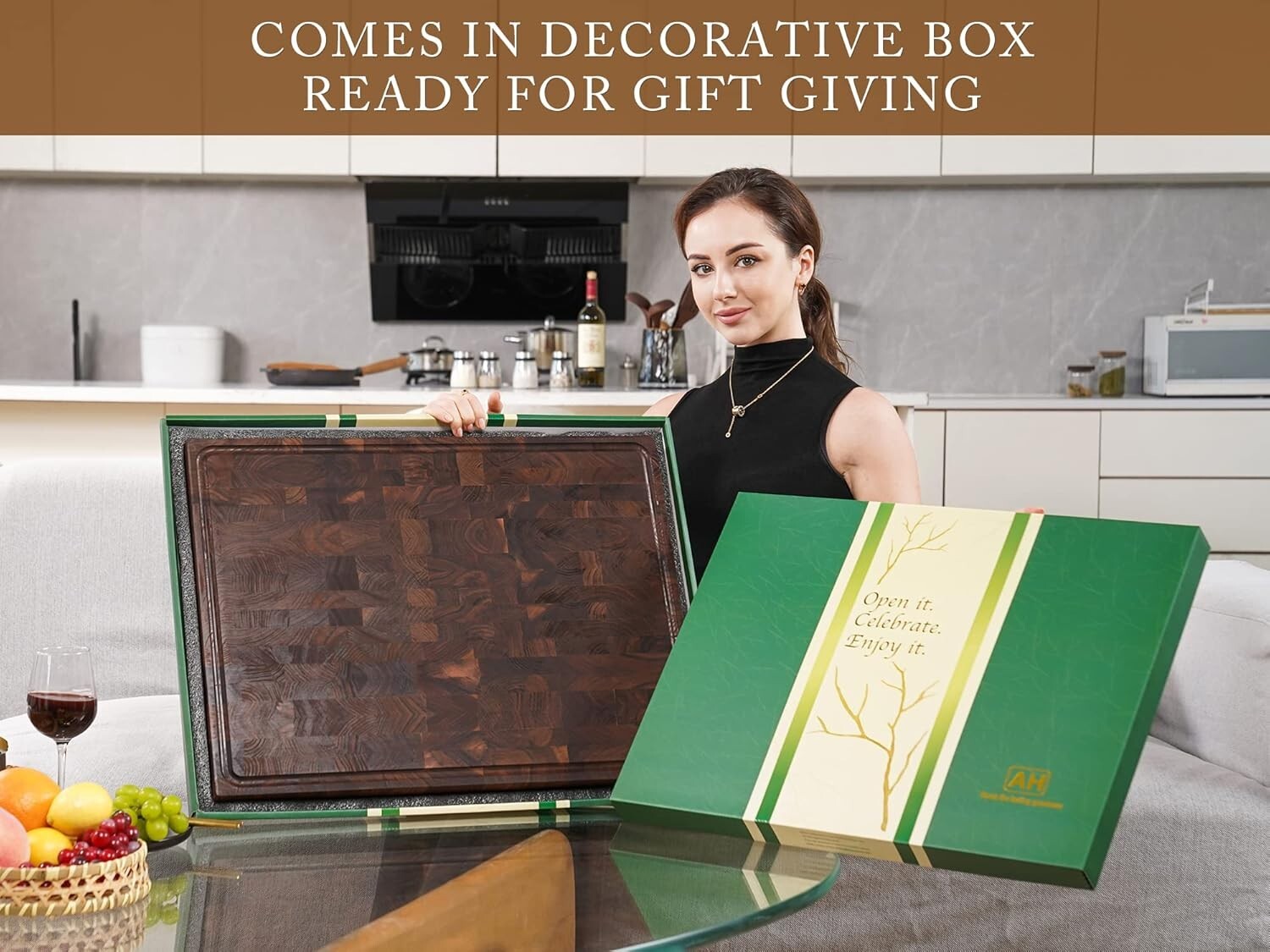 Elegant Walnut Wood Chopping Board 24x18x2 In - Perfect Gift for Cooking Lovers