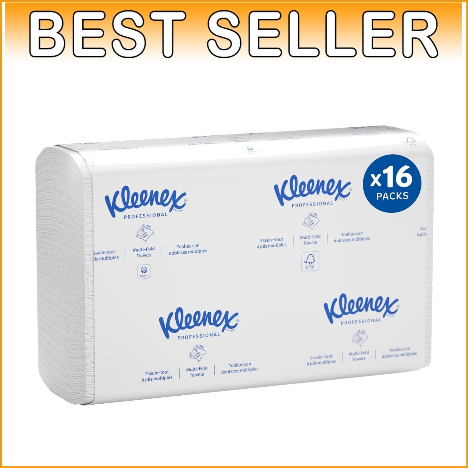 Eco-Friendly Kleenex Multifold Paper Towels - 1-Ply, 150 Sheets/Pack, 16 Packs