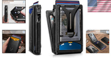 Load image into Gallery viewer, Functional Men's Wallet: Carbon Fiber Slim Wallet with Flipping Leather Case
