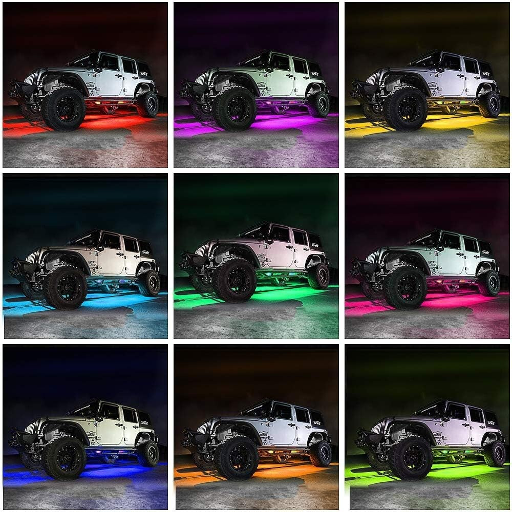 Bluetooth Car Underglow Lights Kit - 6 Waterproof LED Strip Lights for All Cars