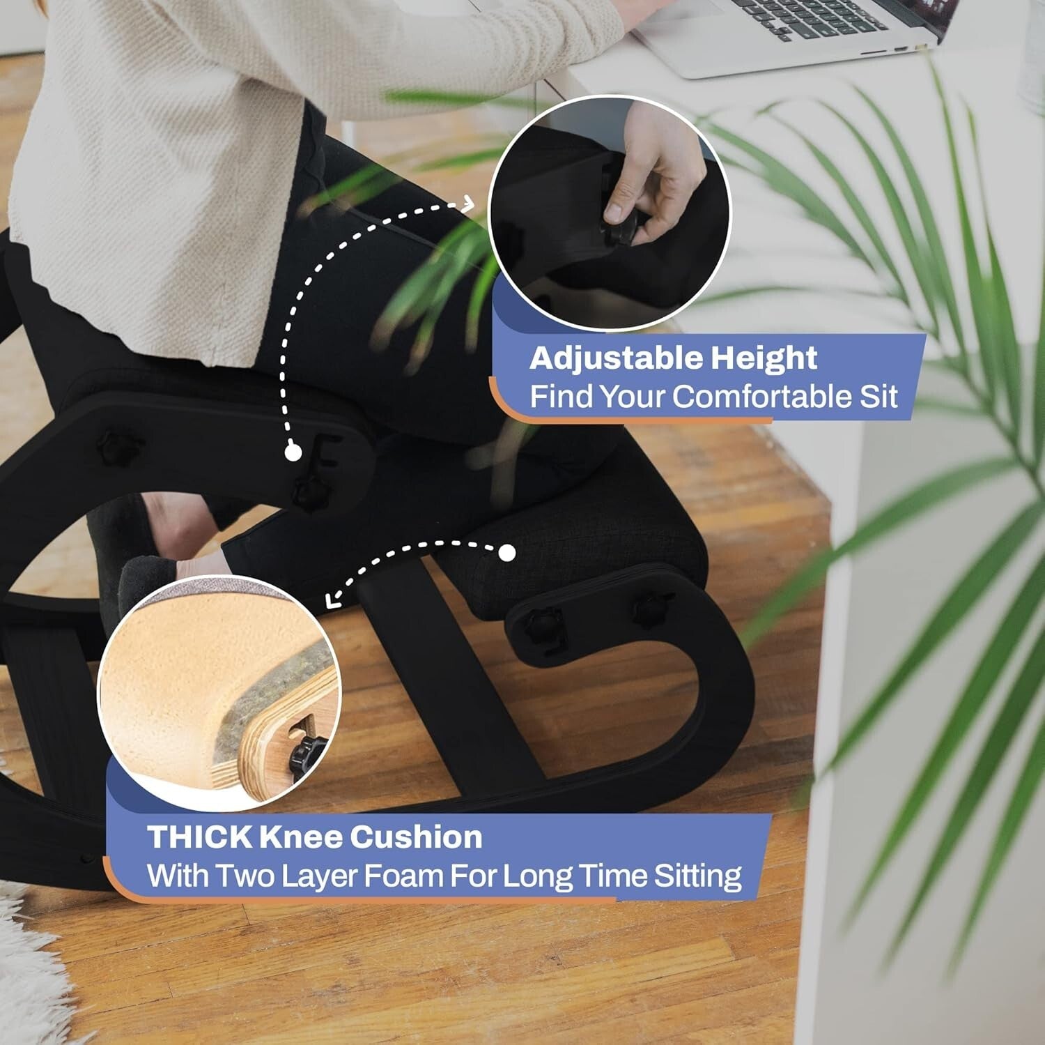 Adjustable Ergonomic Kneeling Chair for Posture Correction & Back Pain Relief