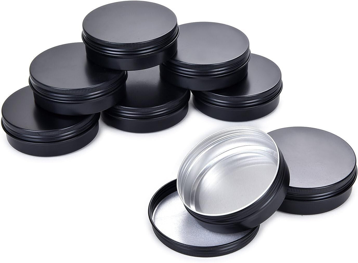 50 Pack of 4oz Black Aluminium Tins with Screw Lids - Perfect for Crafts