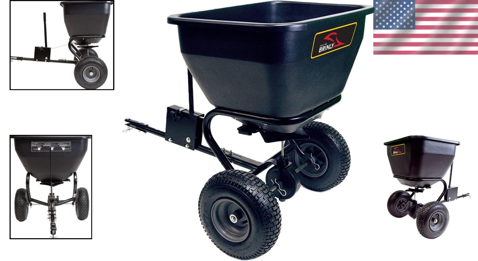 Tow Behind Broadcast Spreader - 175 lb Capacity with Universal Hitch & Autoflow