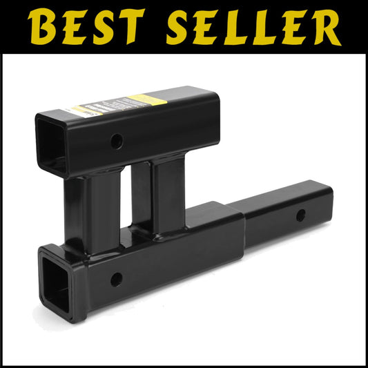 4000lbs Dual Hitch Extension - 2 Inch Receiver Adapter with Adjustable Rise/Drop