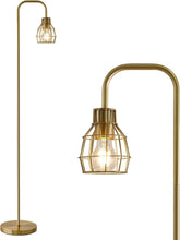 Load image into Gallery viewer, Stylish 63.75" Gold Industrial Floor Lamp with Eco-Friendly 4W LED &amp; Footswitch