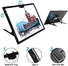 Load image into Gallery viewer, Rechargeable A3 LED Light Pad with Magnet Clip &amp; Adjustable Stand for Artists