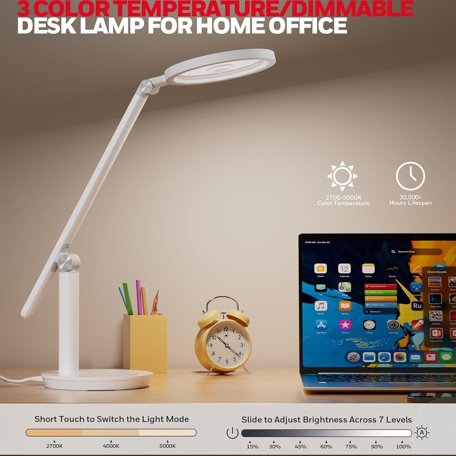 Modern Touch-Controlled Desk Lamp with Adjustable Arm - Eye-Friendly Lighting