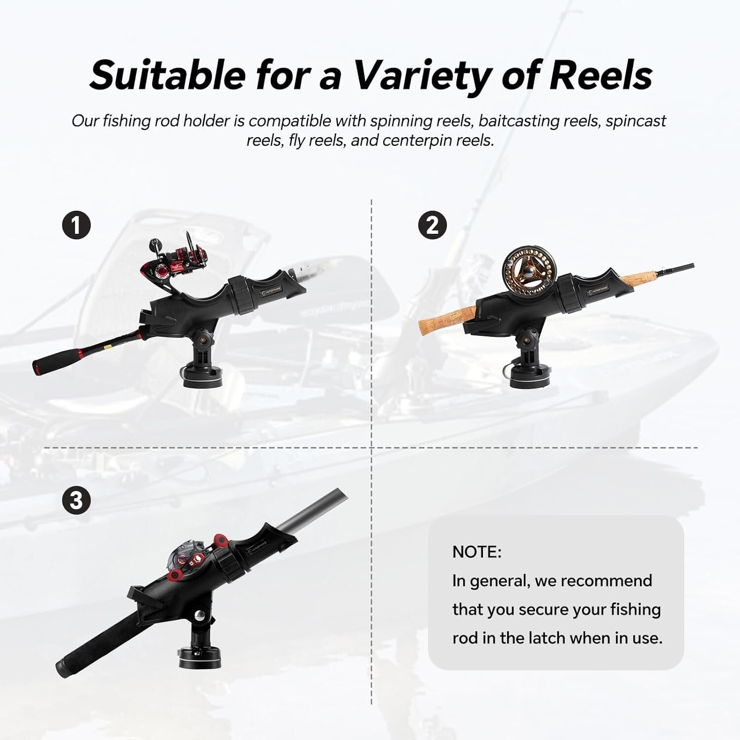 Durable 360-Degree Adjustable Fishing Rod Holder - Perfect for Kayaks & Boats