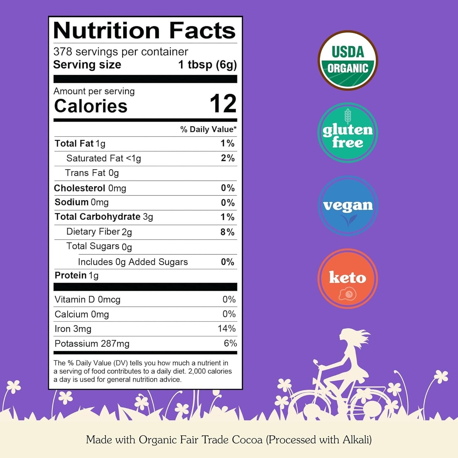 5lb Premium Organic Cocoa Powder - Dutch Process for Smooth Drinks & Bakes