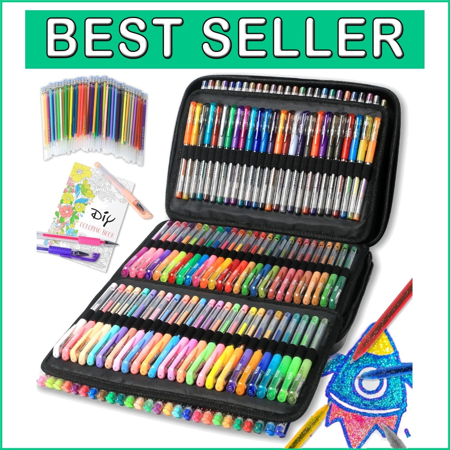 320-Piece Gel Pen Set: 160 Colors with Metallic & Glitter Options for Artists