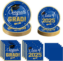 Load image into Gallery viewer, 320 Pcs Disposable Graduation Dinner Plates &amp; Napkins - Ideal for Class of 2025