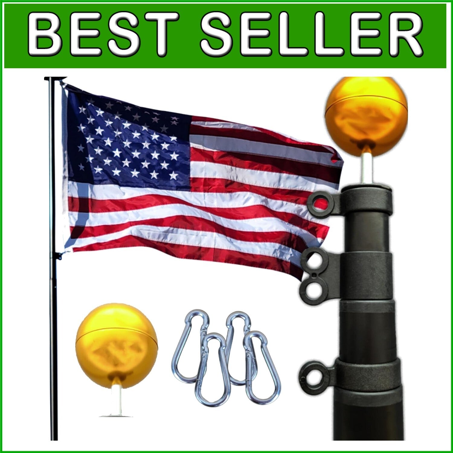 Durable 20FT Heavy Duty Flagpole with Anodized Pin-Lock & PVC Mounting Sleeve