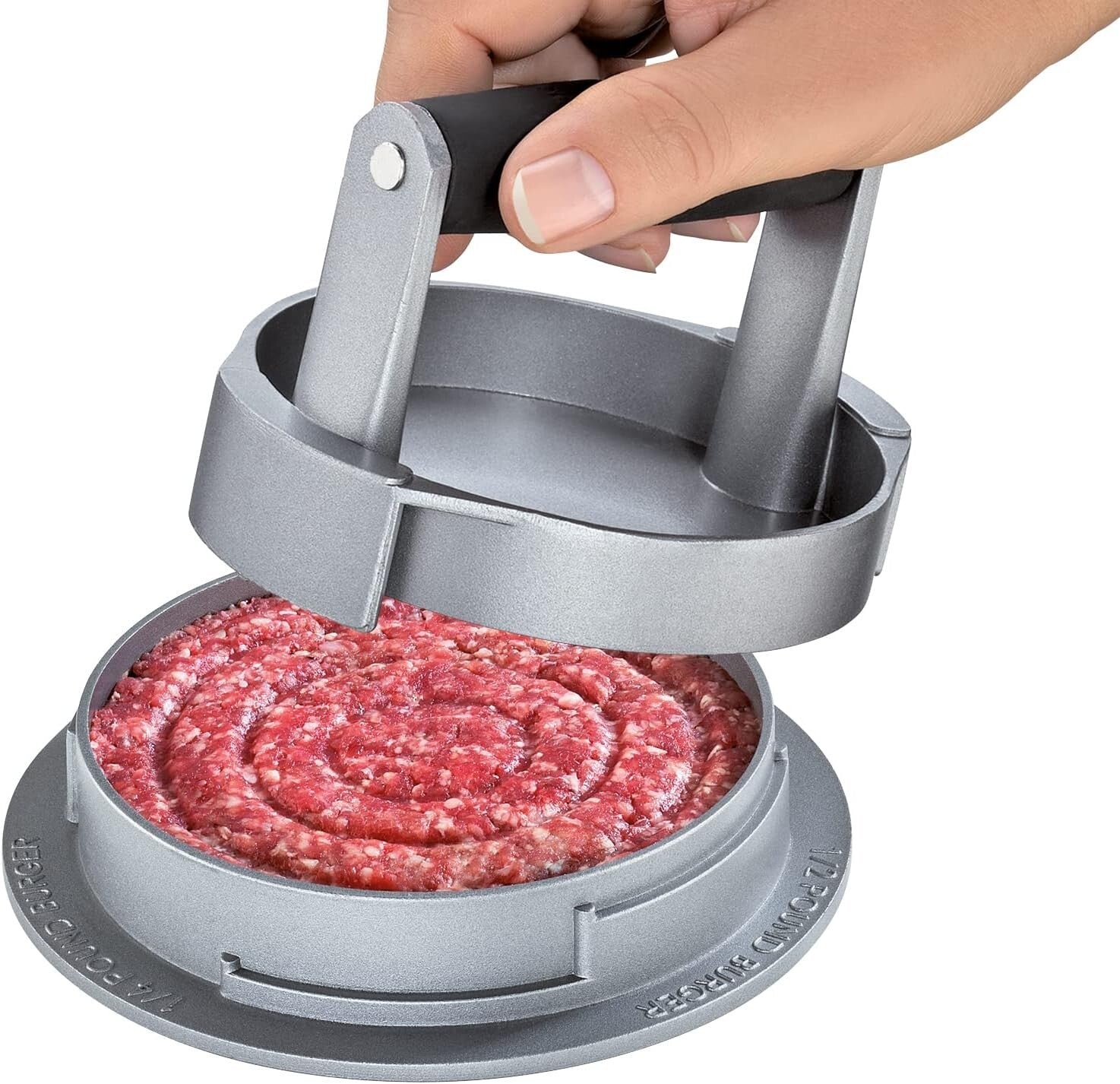 All-in-One Hamburger Patty Maker - Cast Aluminum Burger Press for Ideal Cooking