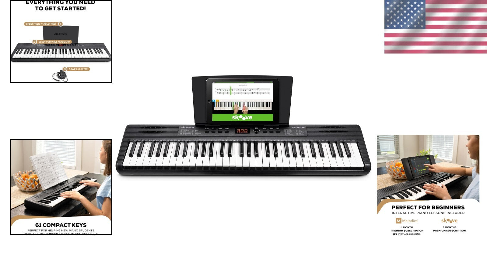 Portable 61-Key Melody MK4 Digital Piano with Built-in Speakers & Music Stand