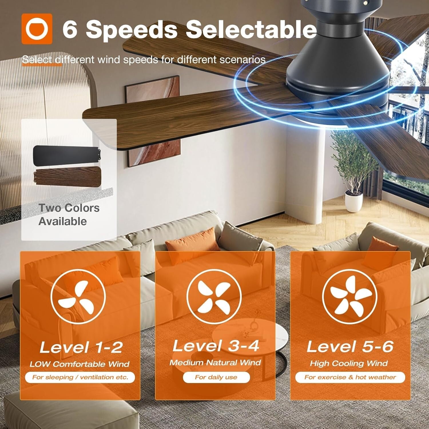 42-Inch Ceiling Fan with Light - Modern Matte Black, Remote & Timer Function