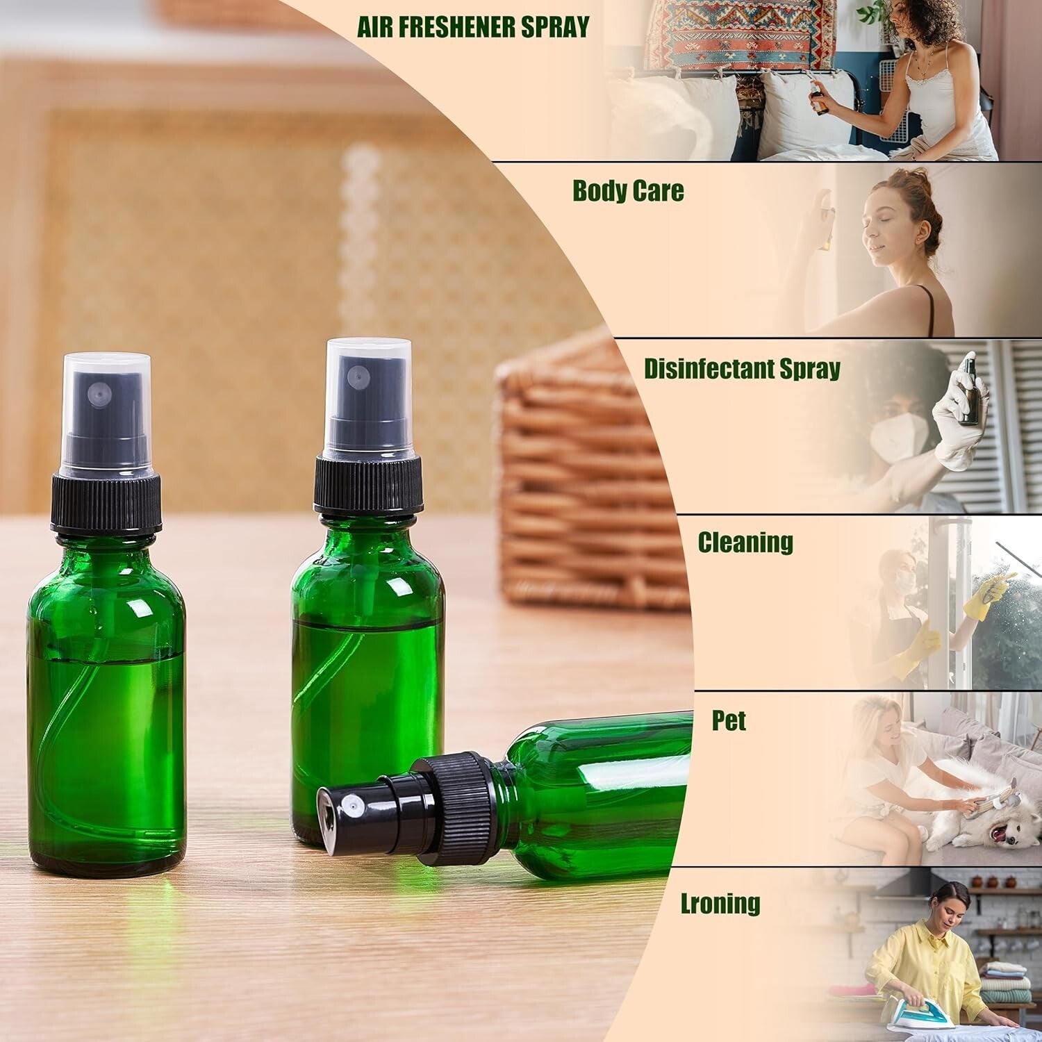 Elegant 2oz Amber Glass Mist Sprayers – Perfect for Travel & Daily Disinfection