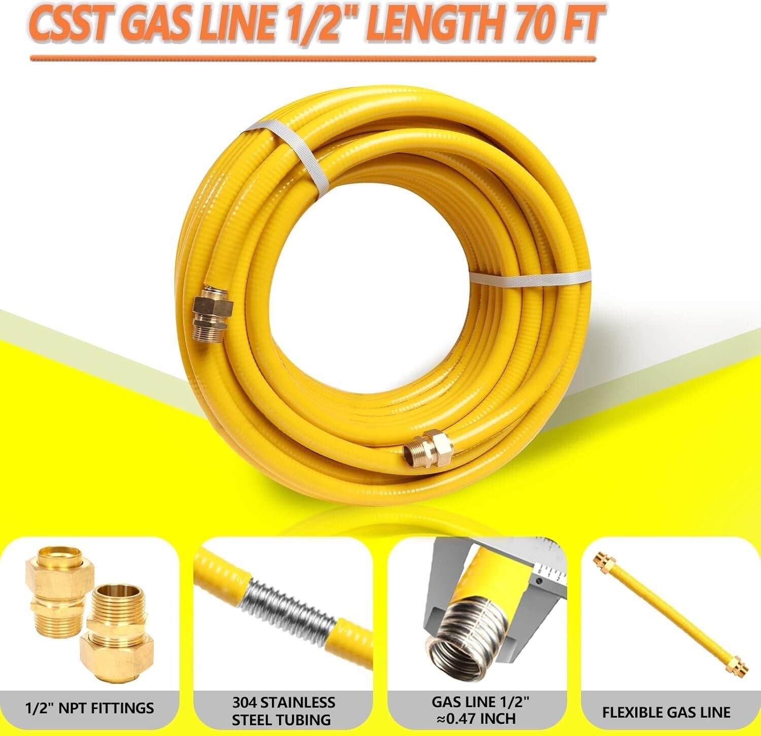 High-Capacity 70ft Stainless Steel Gas Pipe for Safe Natural Gas Applications