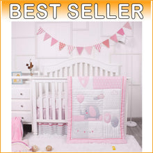 Load image into Gallery viewer, OEKO-TEX Certified Pink Elephant Crib Bedding Set - Soft Comfort for Baby Girls