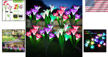 Load image into Gallery viewer, Solar Garden Lights Set with 8 Larger Lily Flowers - Waterproof &amp; Color Changing