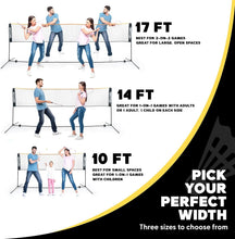 Load image into Gallery viewer, 17ft Portable Multi-Sport Net: Foldable Badminton &amp; Pickleball Height Adjustable