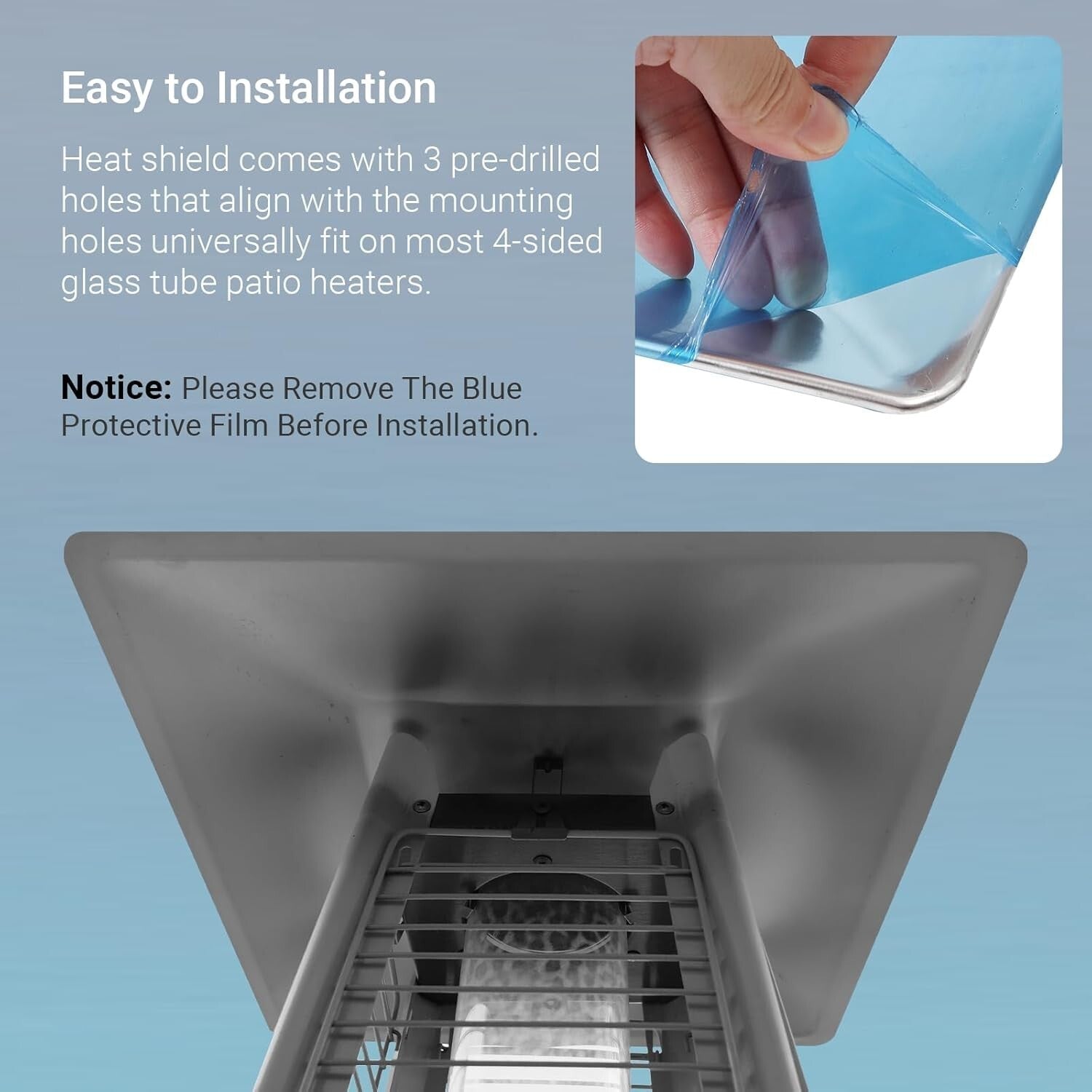 18.5" Square Heat Shield Replacement for Pyramid Gas Patio Heaters - Lightweight