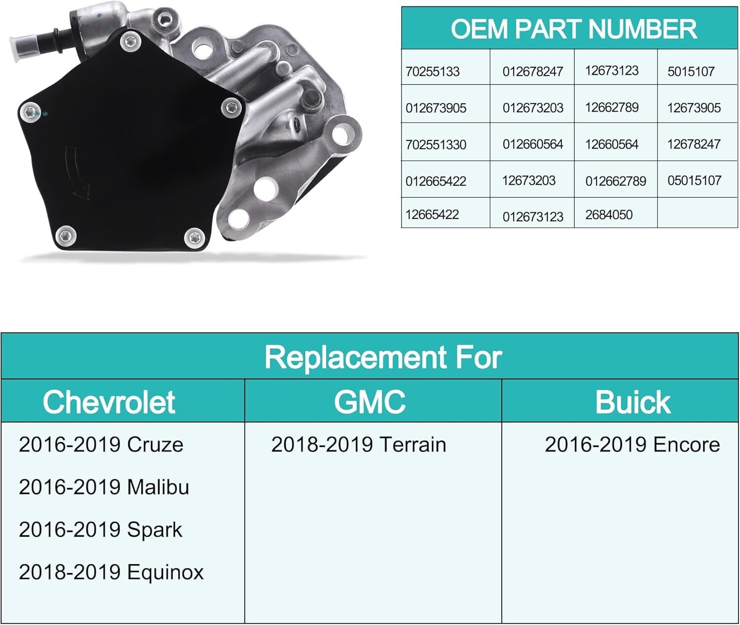Brake Vacuum Pump with Installation Kit for 2016-2019 Chevy Cruze, Malibu, Spark