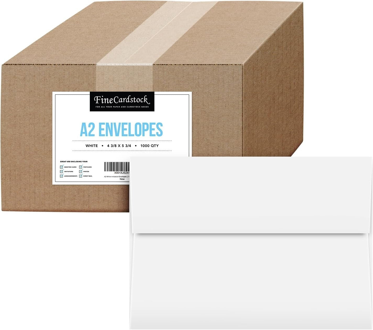 Smooth Finish A2 White Envelopes - Bulk 1000 Pack Ideal for Printing and Mailing