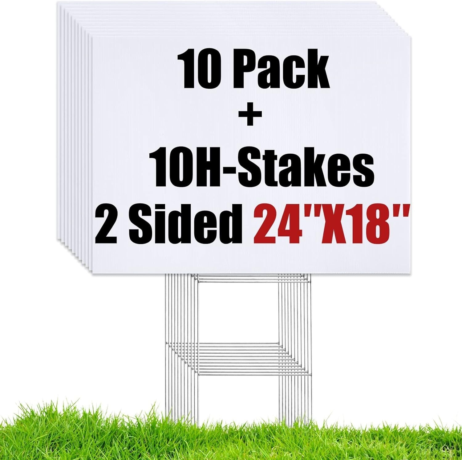 DIY Customizable Blank Yard Signs Kit with Metal Stakes - Weatherproof 10-Pack