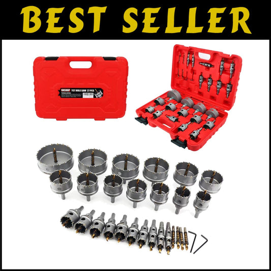 Compact 27PCS Hole Saw Set with Tungsten Carbide Bits for Steel & Iron Drilling