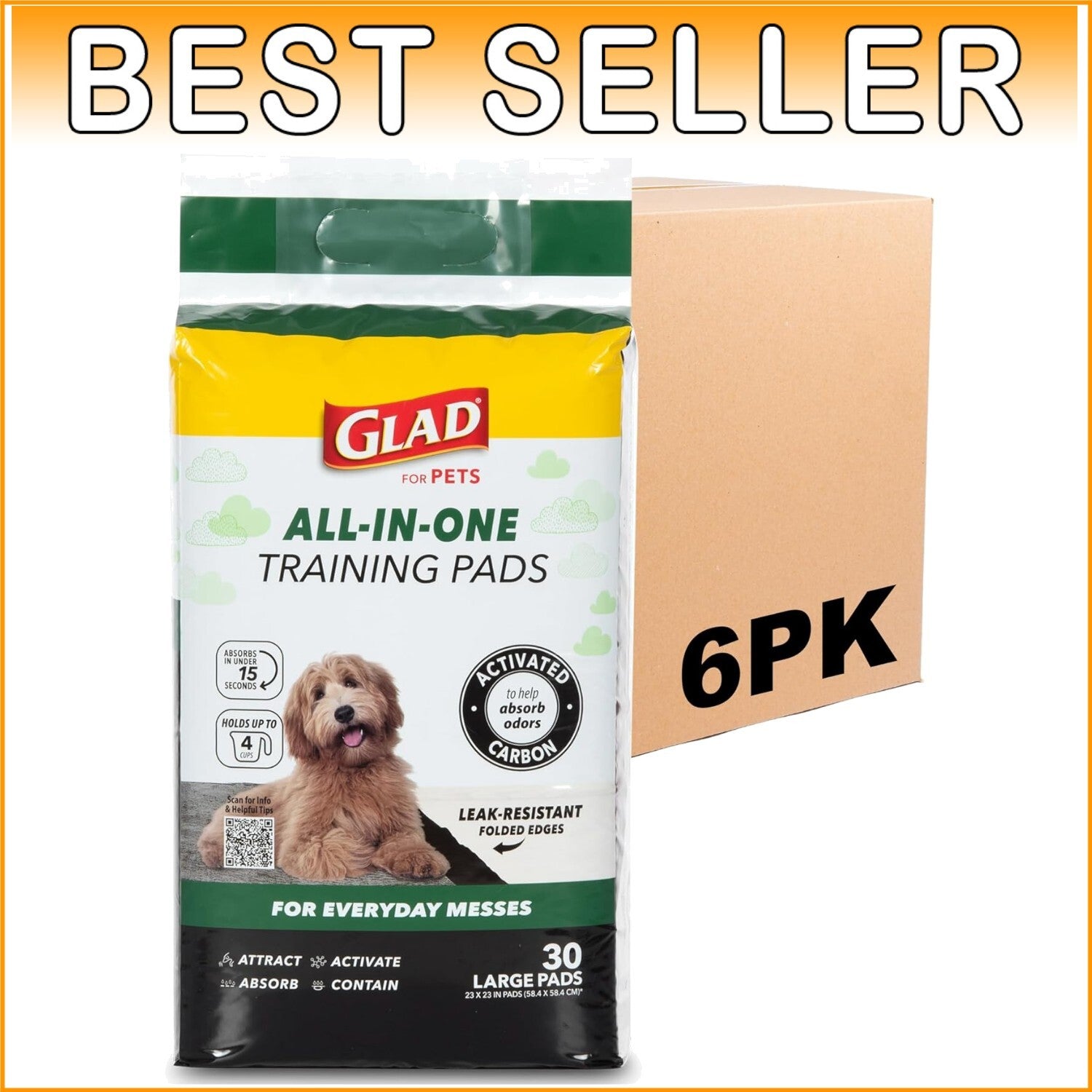 Odor-Control Charcoal Training Pads – 180 Count, Disposable for All Dog Sizes