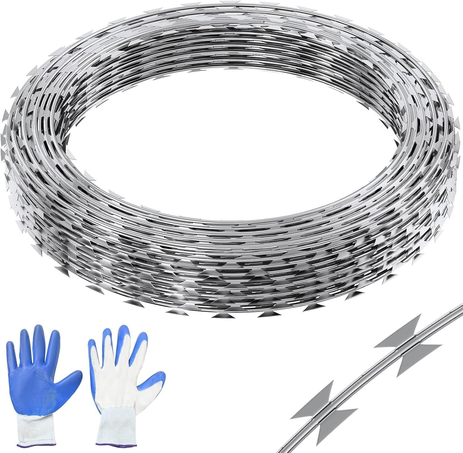 Rust-Proof 49ft Razor Wire Rolls - Sharp Blades for Effective Garden Security