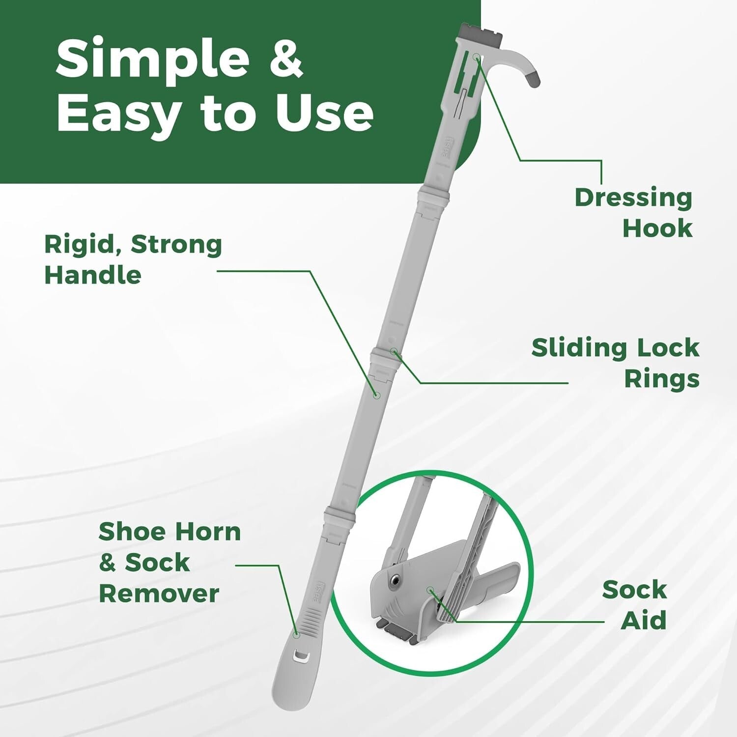 Reach Right 4-in-1 Dressing Aid: Shoe Horn, Sock Remover & Compression Helper