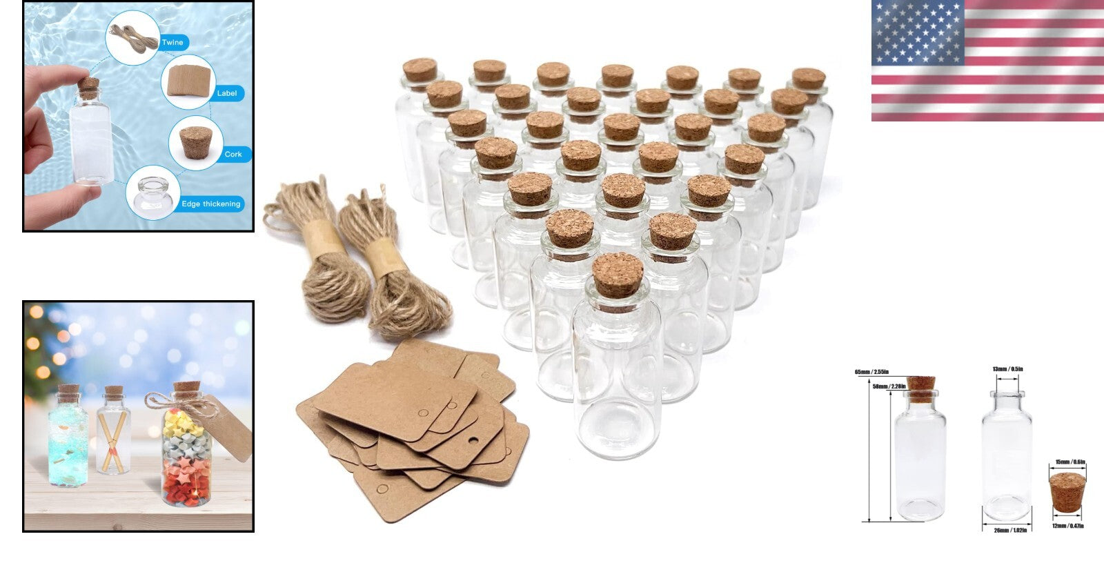 160 Mini Glass Bottles 20ml with Leakproof Stoppers - Perfect for Wedding Favors