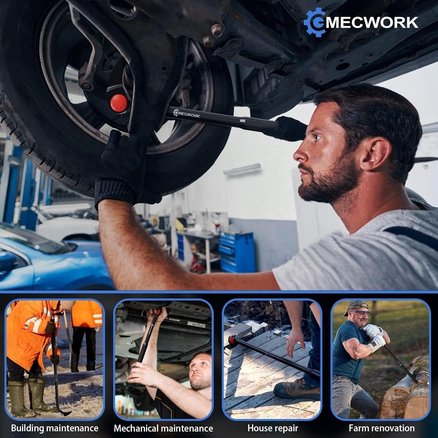 Heavy-Duty Chrome Vanadium Pry Bar Set - Ideal for Automotive and Construction