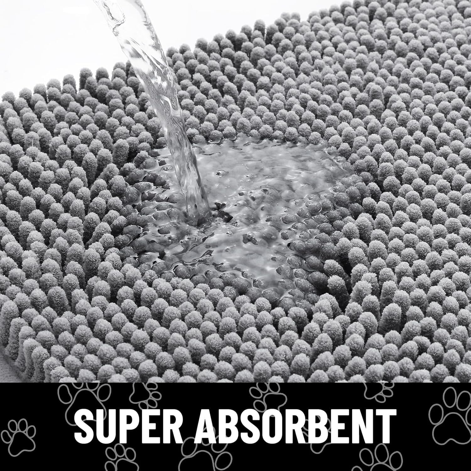 Premium Dog Door Mat 47x24, washable, Eco-Friendly Chenille for All Breed Sizes