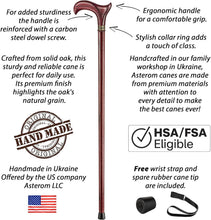 Load image into Gallery viewer, Luxury Hardwood Oak Walking Cane - Adjustable for Height, FSA/HSA Eligible