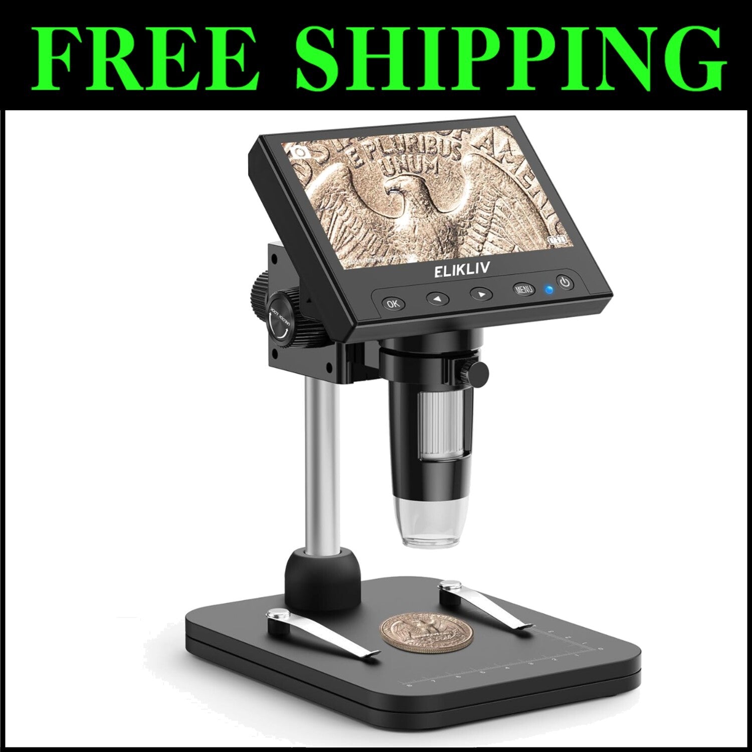 Rechargeable Digital Microscope with Adjustable Stand and Enhanced LED Lighting