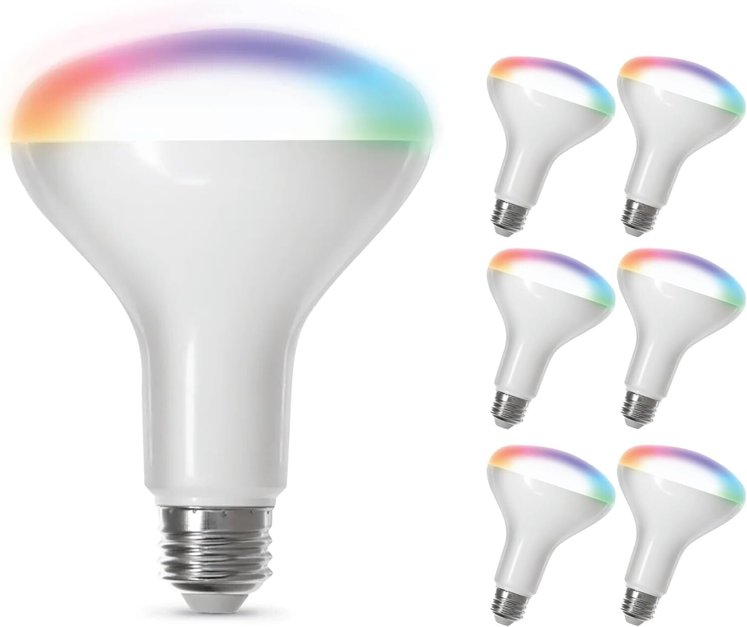 Energy-Efficient BR30 Smart LED Light Bulbs, 6-Pack with Color Changing Features