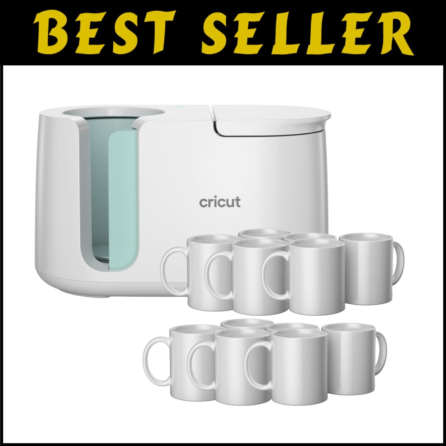 Innovative Mug Heat Press + 12 White Ceramic Mugs for Effortless Customization