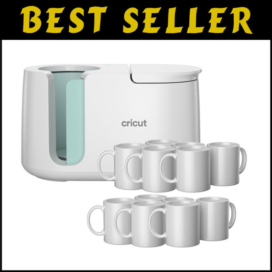 Innovative Mug Heat Press + 12 White Ceramic Mugs for Effortless Customization