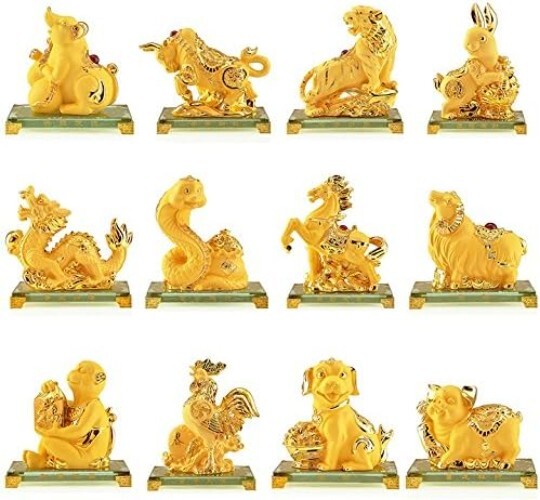 2024 Year of the Dragon Large Golden Resin Figurine - Collectible Table Decor