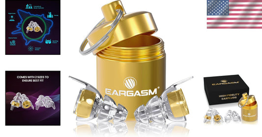Noise-Cancelling Earplugs with Gold Filters - Perfect for Concerts & Raves