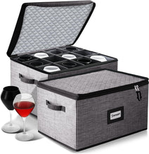 Load image into Gallery viewer, Padded Sturdy Glassware Storage Containers - Quilted Protection for 12 Cups