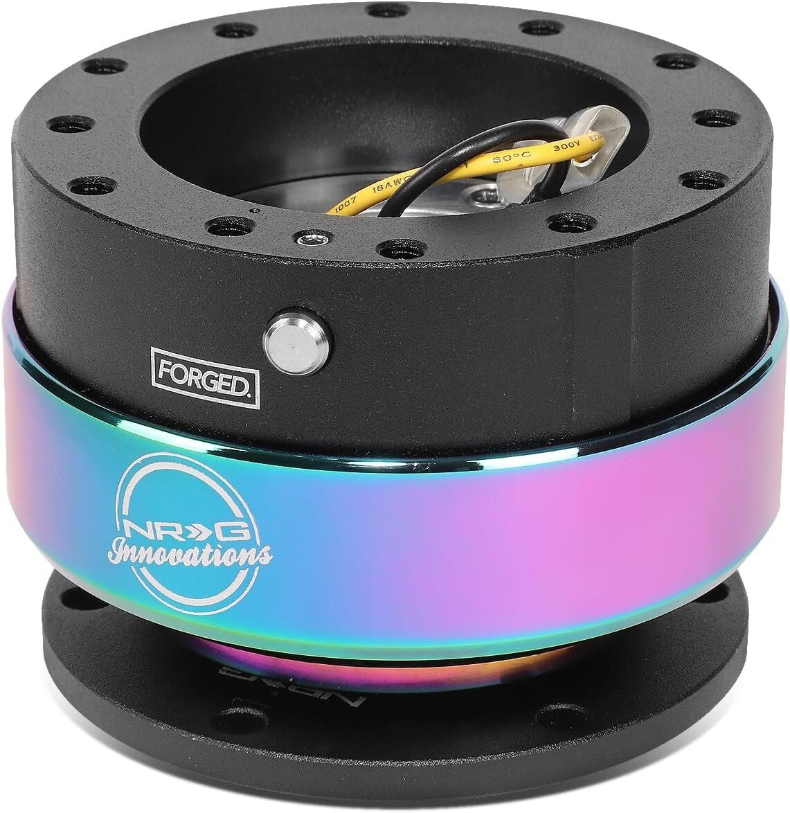 Universal 6-Bolt Steering Wheel Quick Release Kit - Black Body, Neo Chrome Ring