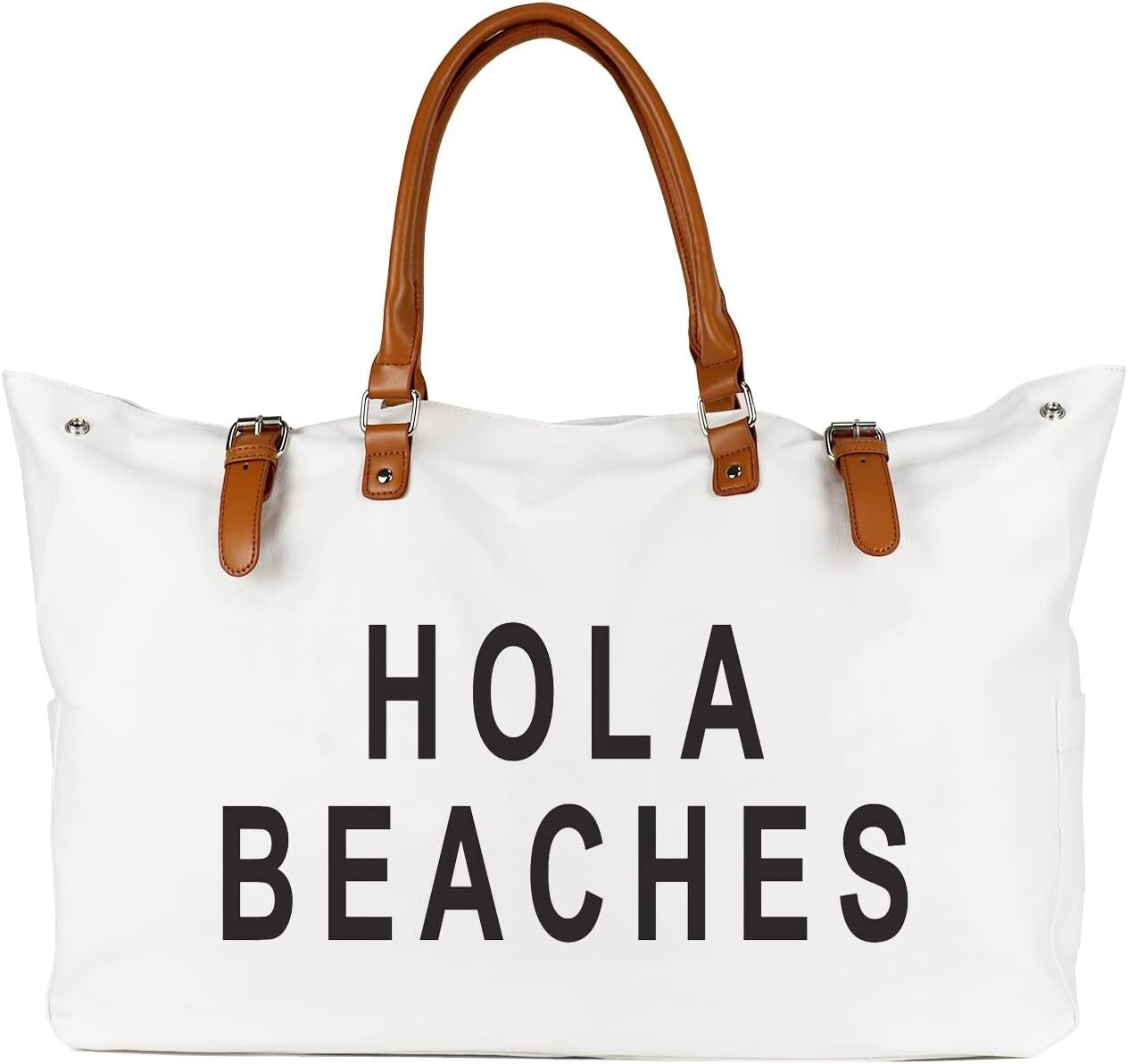 Stylish Waterproof Beach Bag with Vegan Leather Handle - Ideal for Travel & Fun