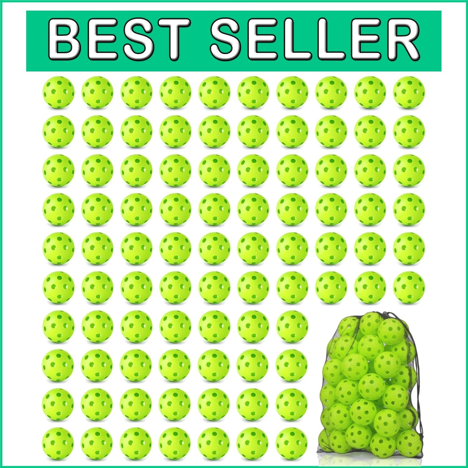 100 Pack Lightweight Plastic Baseball Training Balls with Drawstring Bag